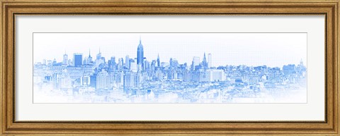 Framed Blue Skylines in a City, Manhattan Print