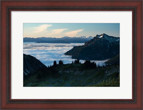 Framed Scenic View of Mountains, Mount Rainier National Park, Washington State Print