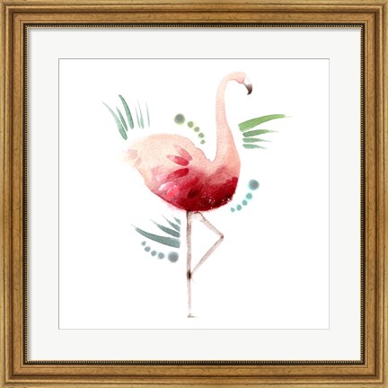 Framed Tropical Icons Flamingo Print