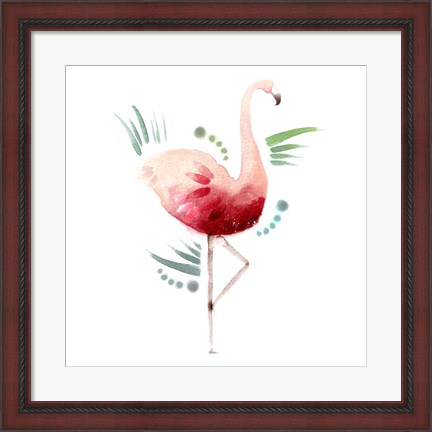 Framed Tropical Icons Flamingo Print