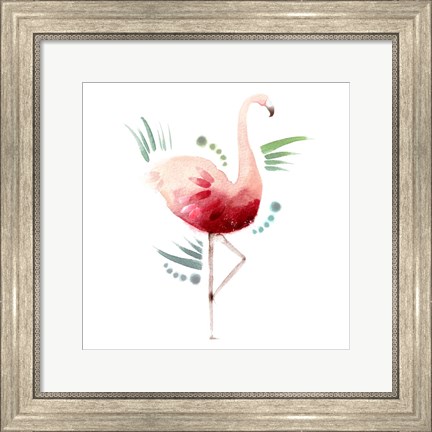 Framed Tropical Icons Flamingo Print