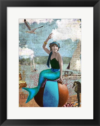 Framed Beach Ball Mermaid Print