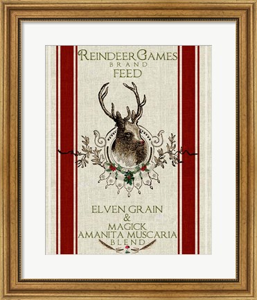 Framed Reindeer Feedsack Print