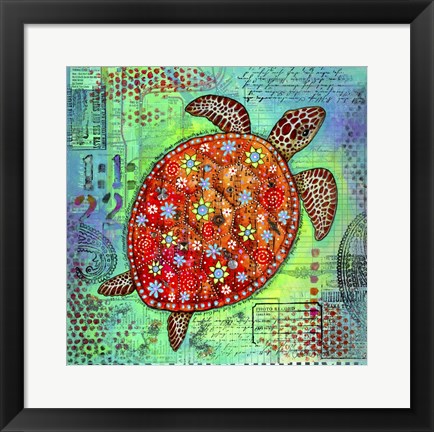Framed Mosaic Turtle II Print