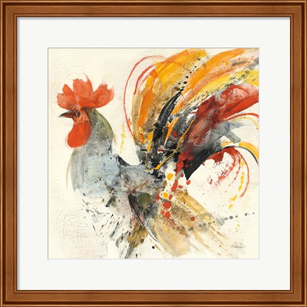 Framed Festive Rooster II Print