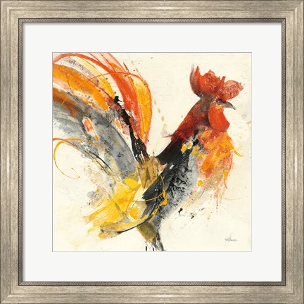 Framed Festive Rooster I Print