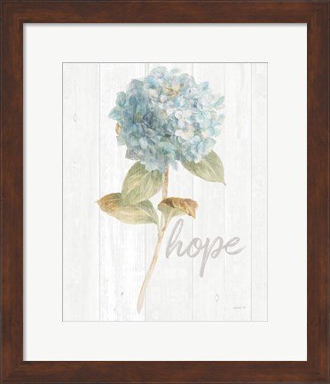 Framed Garden Hydrangea on Wood Hope Print
