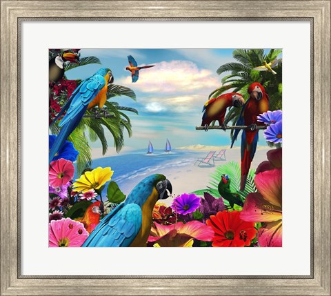 Framed Macaw Island Print