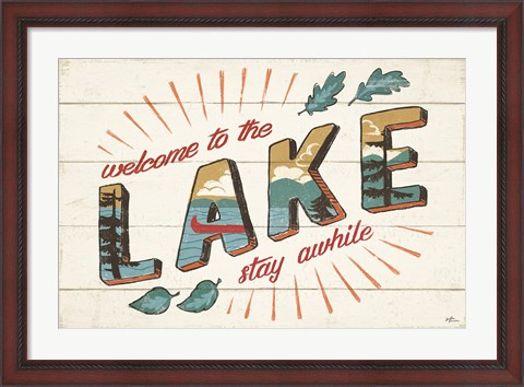 Framed Vintage Lake I Print