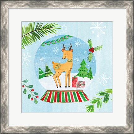 Framed Snow Globe Animals I Print