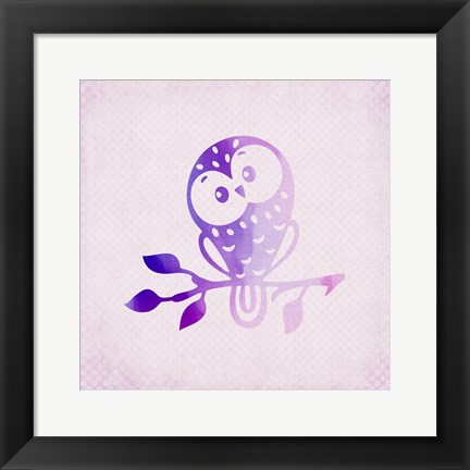 Framed Purple Pink Owl 3 Print