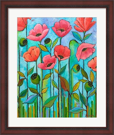 Framed Coral Poppies Print