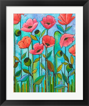 Framed Coral Poppies Print