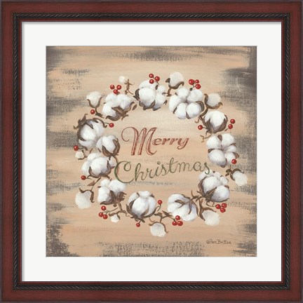 Framed Cotton Wreath Holiday Print
