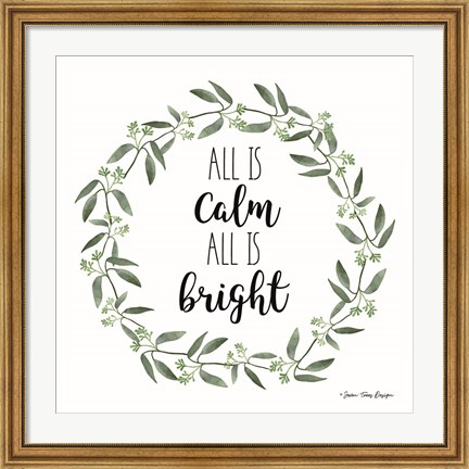 Framed All is Calm Wreath Print