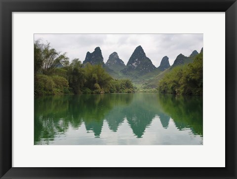 Framed Karst Hills with Longjiang River, Yizhou, Guangxi Province, China Print