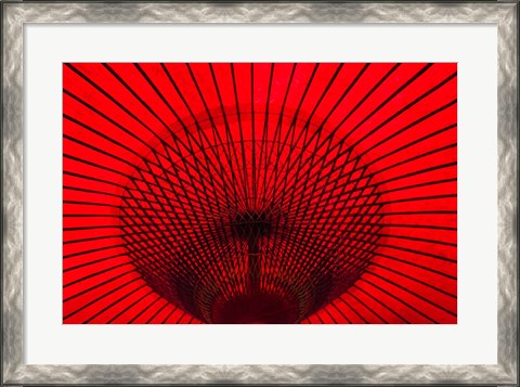 Framed Red Umbrella, Gifu, Japan Print