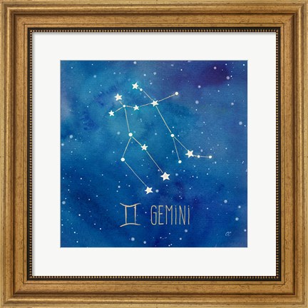 Framed Star Sign Gemini Print