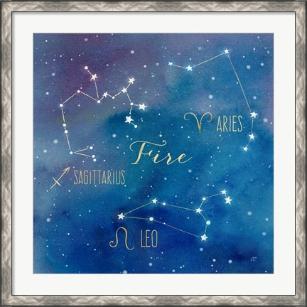 Framed Star Sign Fire Print