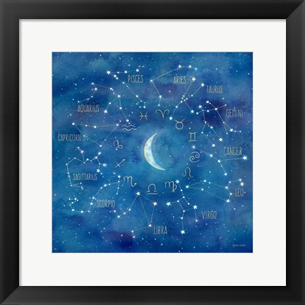 Framed Star Sign with Moon Square Print