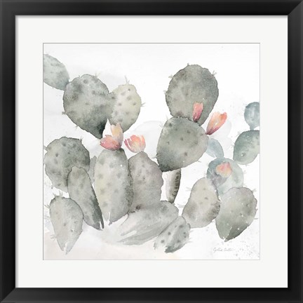 Framed Cactus Garden Gray Blush I Print