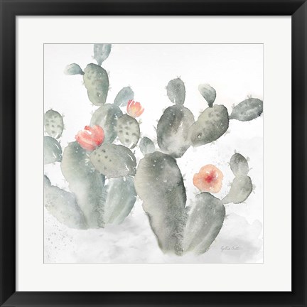 Framed Cactus Garden Gray Blush III Print