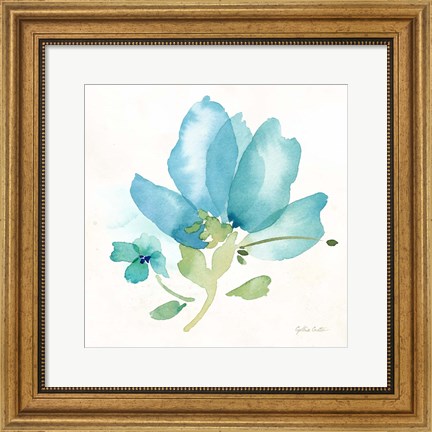 Framed Blue Poppy Field Single II Print