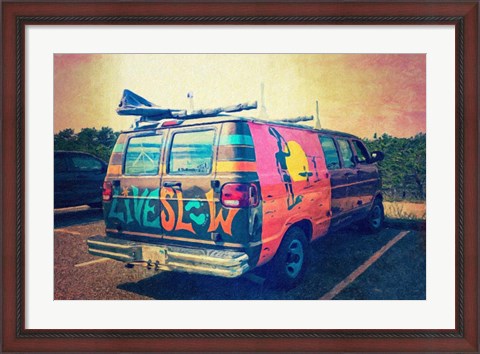 Framed Beach Van at Sunset Print
