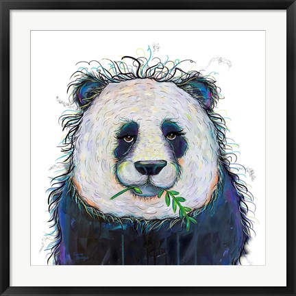 Framed Panda with Leaf Print