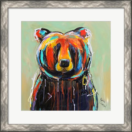 Framed Painted Black Bear Print