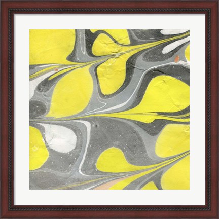Framed Yellow and Gray Marble I Print