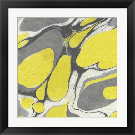 Framed Yellow and Gray Marble II Print