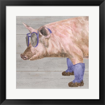 Framed Intellectual Animals V Pig in Boots Print