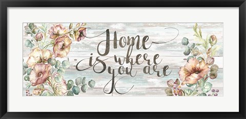 Framed Blush Poppies and Eucalyptus Home Sign Print