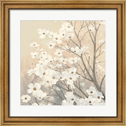 Framed Dogwood Blossoms II Neutral Print