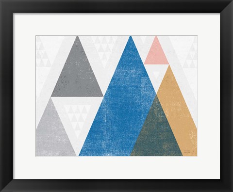 Framed Mod Triangles I Gray Crop Print
