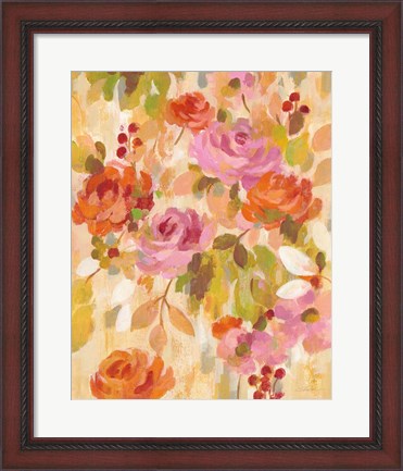 Framed Pink and Orange Brocade II Print