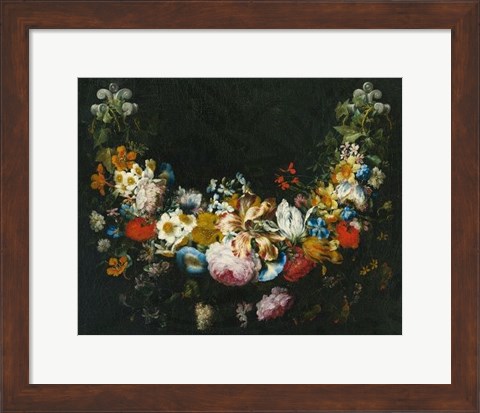 Framed Gaspar Peeter Verbruggen, A swag of flowers Print