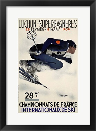 Framed French Ski Competition 1939 Print