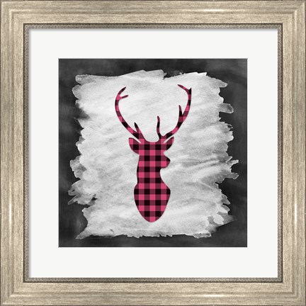 Framed Pink Plaid Deer Print