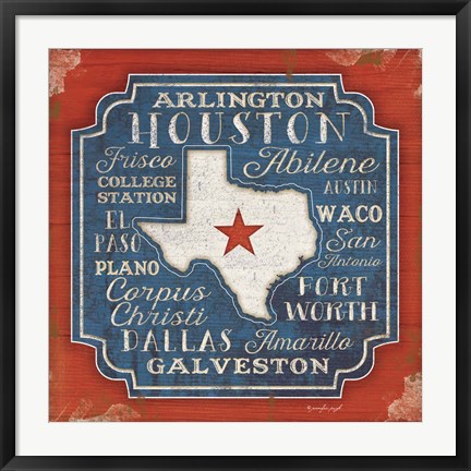 Framed Godbless Texas Print