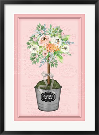 Framed Floral Topiary II - Pink Print