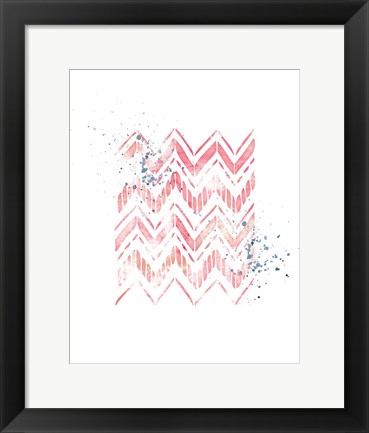 Framed Pink Geometric Zig Zag Print