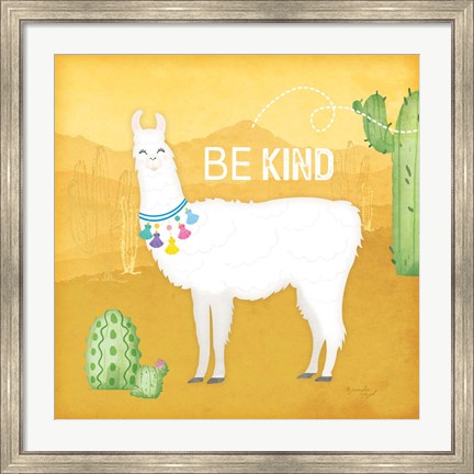 Framed Be Kind Llama Print