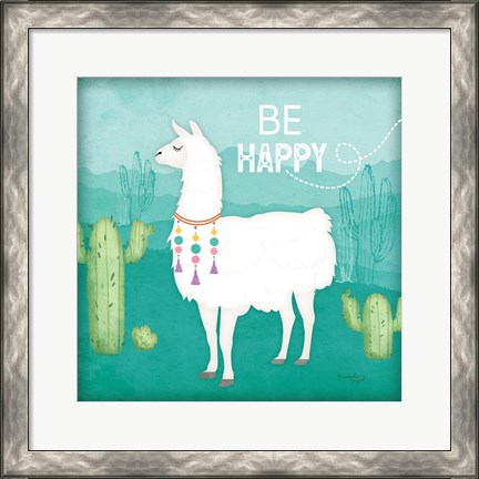 Framed Be Happy Llama Print