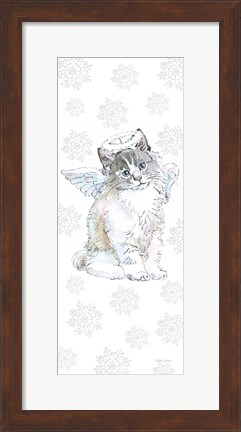 Framed Christmas Kitties I Snowflakes Print