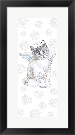 Framed Christmas Kitties I Snowflakes Print