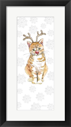 Framed Christmas Kitties III Snowflakes Print