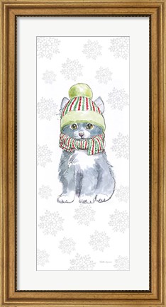 Framed Christmas Kitties II Snowflakes Print