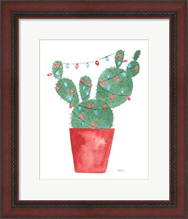 Framed Very Cactus Christmas III Dark Green Print